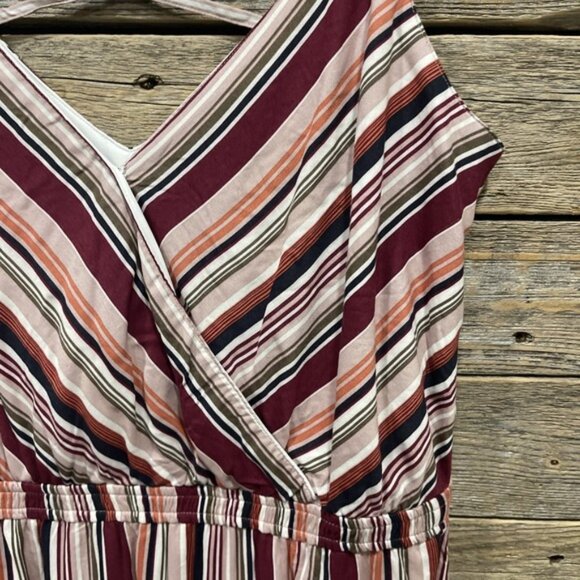 NWT Maurices Women's Multicolored Striped Sleeveless Midi Dress Size L V Neck - Picture 4 of 11